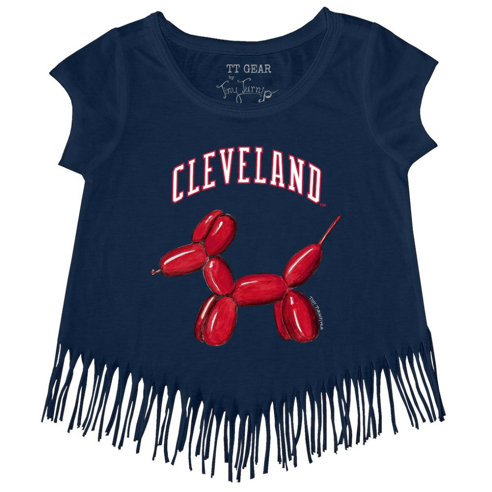 Cleveland Guardians Tiny Turnip Girls Youth Balloon Dog Fringe T-Shirt | MLB On Sale
