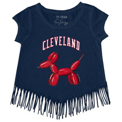 Cleveland Guardians Tiny Turnip Girls Youth Balloon Dog Fringe T-Shirt | MLB On Sale