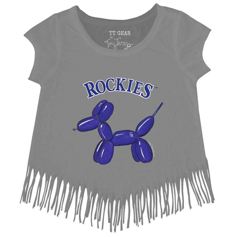Colorado Rockies Tiny Turnip Girls Youth Balloon Dog Fringe T-Shirt | MLB New