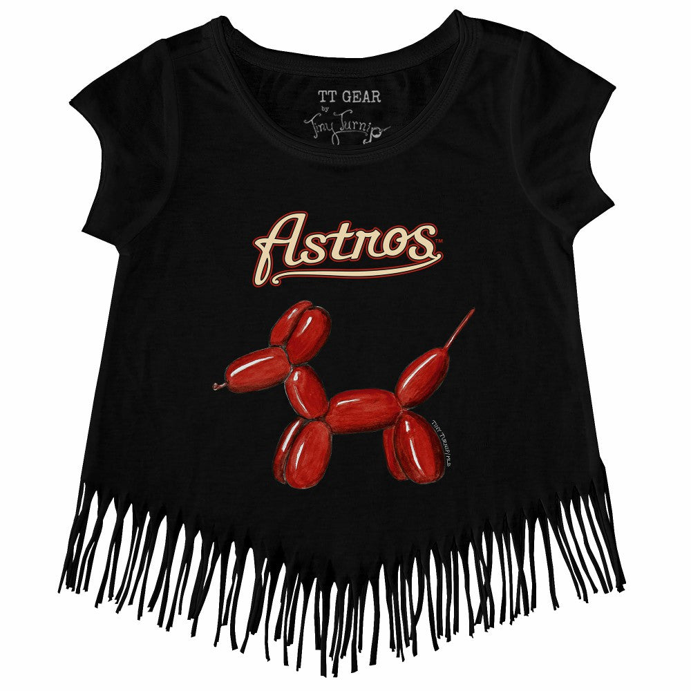 Houston Astros Tiny Turnip Girls Youth Balloon Dog Fringe T-Shirt | MLB Outlet