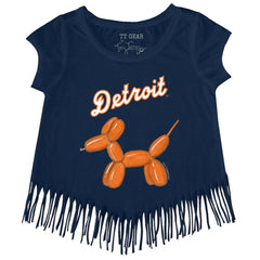 Detroit Tigers Tiny Turnip Girls Youth Balloon Dog Fringe T-Shirt | MLB On Sale