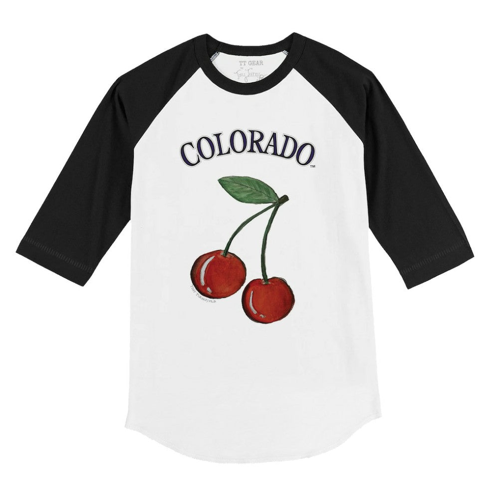 Colorado Rockies Tiny Turnip Youth Cherries 3/4-Sleeve Raglan Baseball T-Shirt | MLB For sale