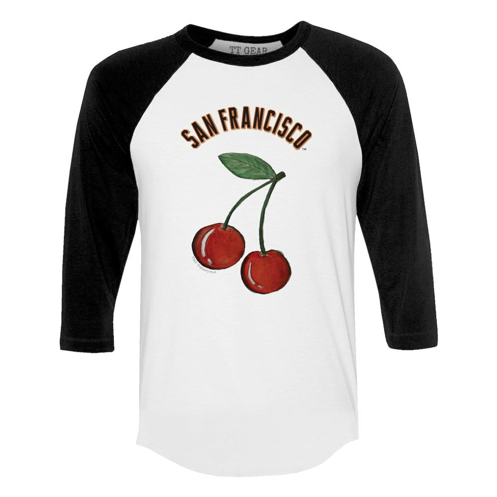 San Francisco Giants Tiny Turnip Women's Cherries 3/4-Sleeve Raglan Baseball T-Shirt | MLB Sale