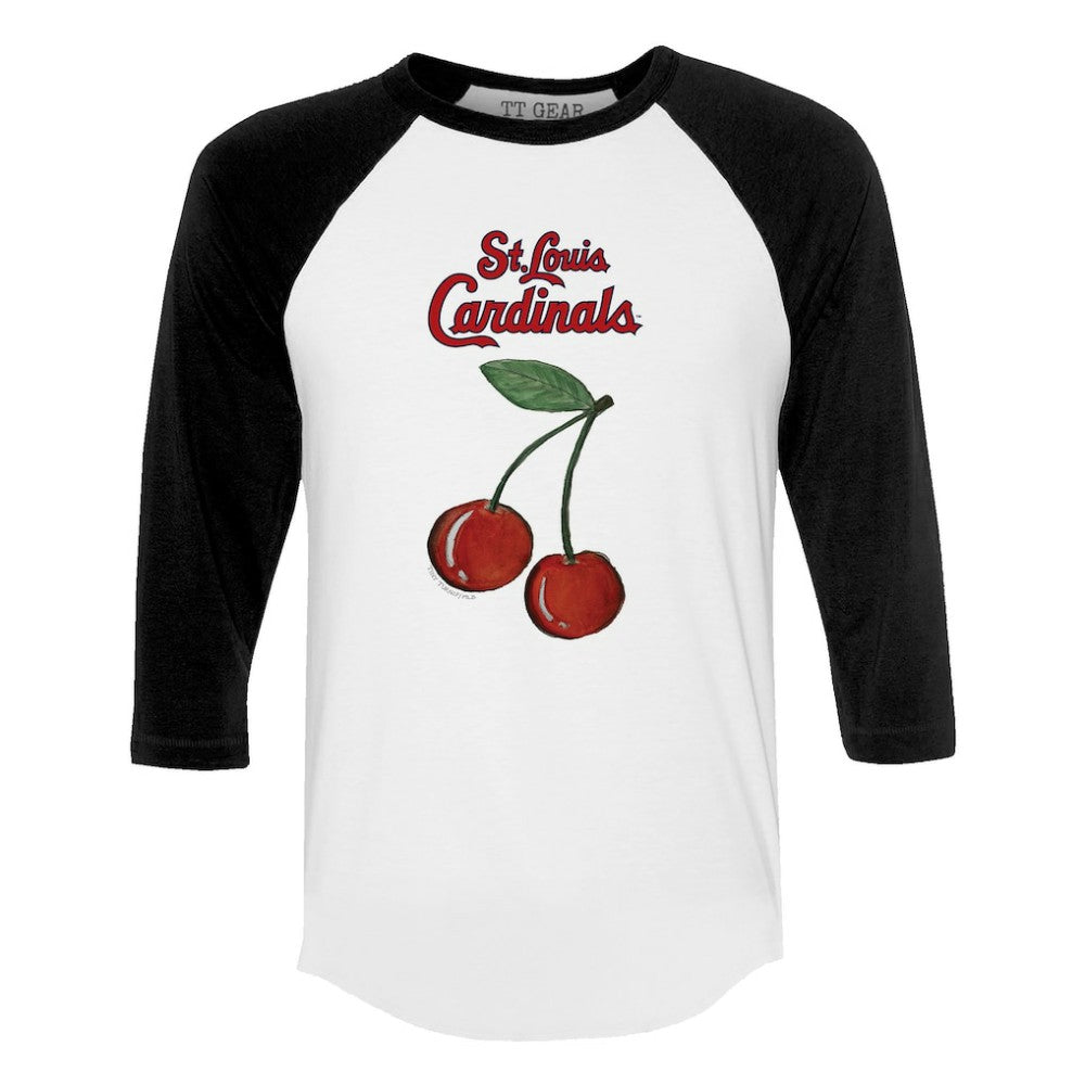 St. Louis Cardinals Tiny Turnip Women's Cherries 3/4-Sleeve Raglan Baseball T-Shirt | MLB On Sale