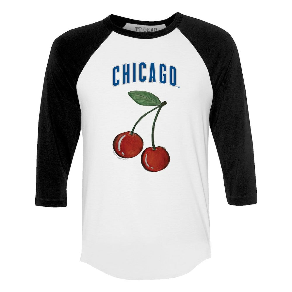 Chicago Cubs Tiny Turnip Women's Cherries 3/4-Sleeve Raglan Baseball T-Shirt | MLB On Sale
