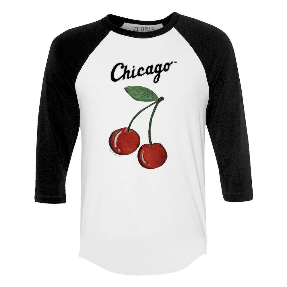Chicago White Sox Tiny Turnip Women's Cherries 3/4-Sleeve Raglan Baseball T-Shirt | MLB New