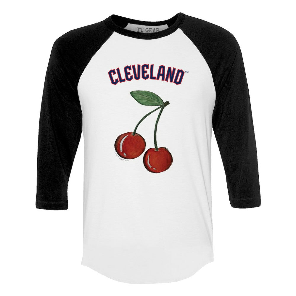 Cleveland Guardians Tiny Turnip Women's Cherries 3/4-Sleeve Raglan Baseball T-Shirt | MLB US