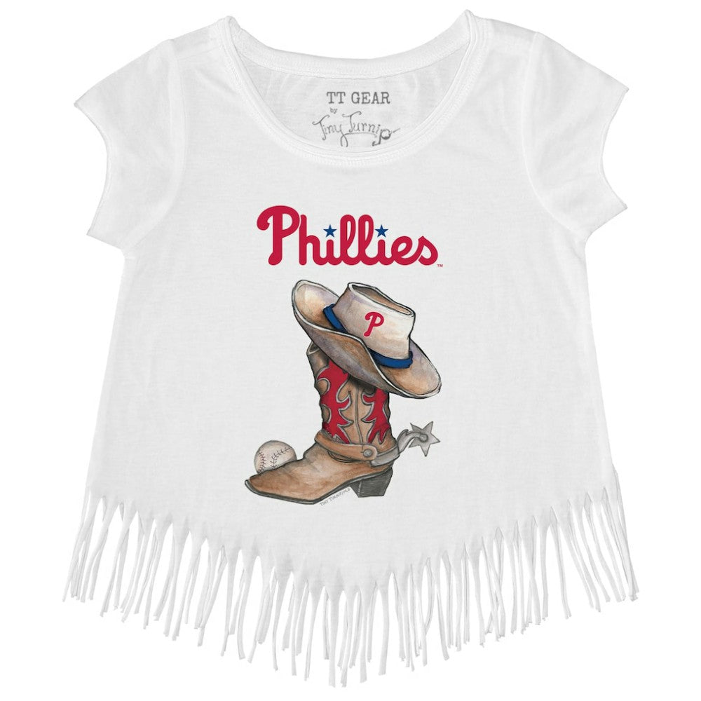 Philadelphia Phillies Tiny Turnip Girls Youth Cowboy Boot Fringe T-Shirt | MLB Near me