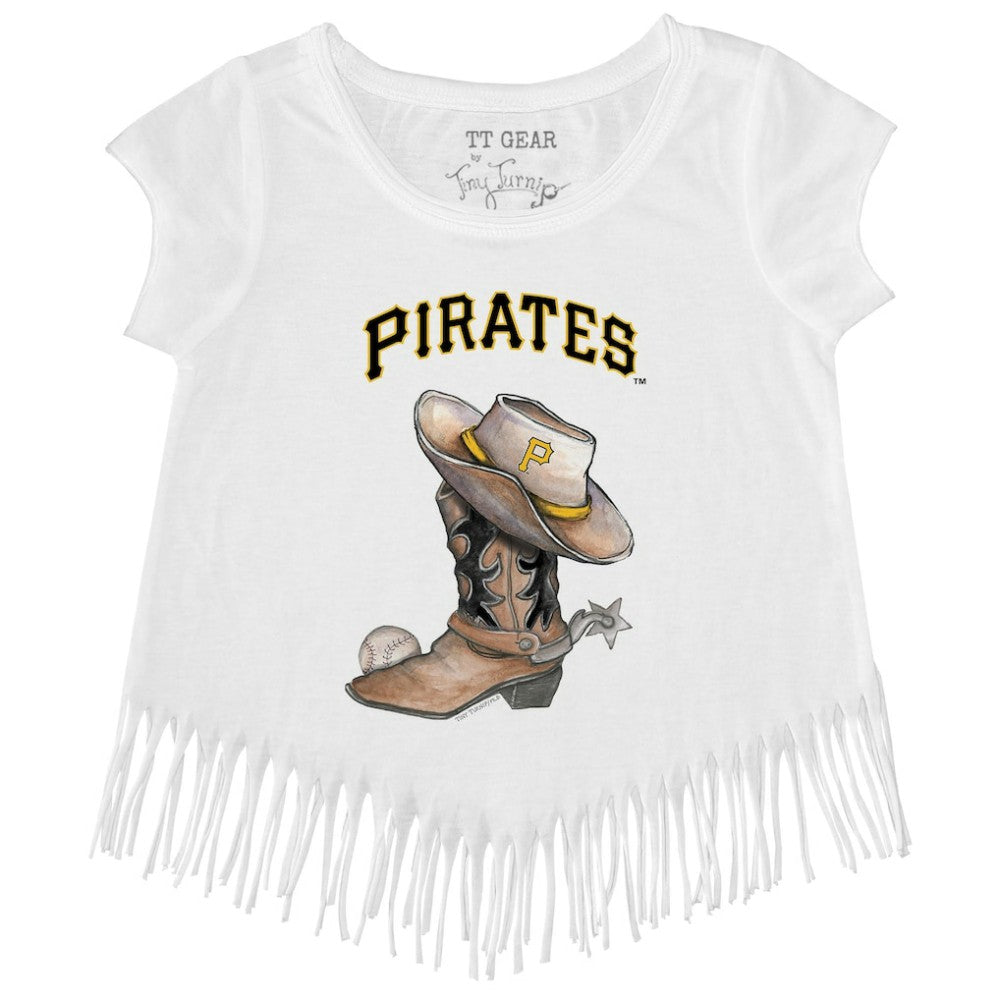 Pittsburgh Pirates Tiny Turnip Girls Youth Cowboy Boot Fringe T-Shirt | MLB On Sale