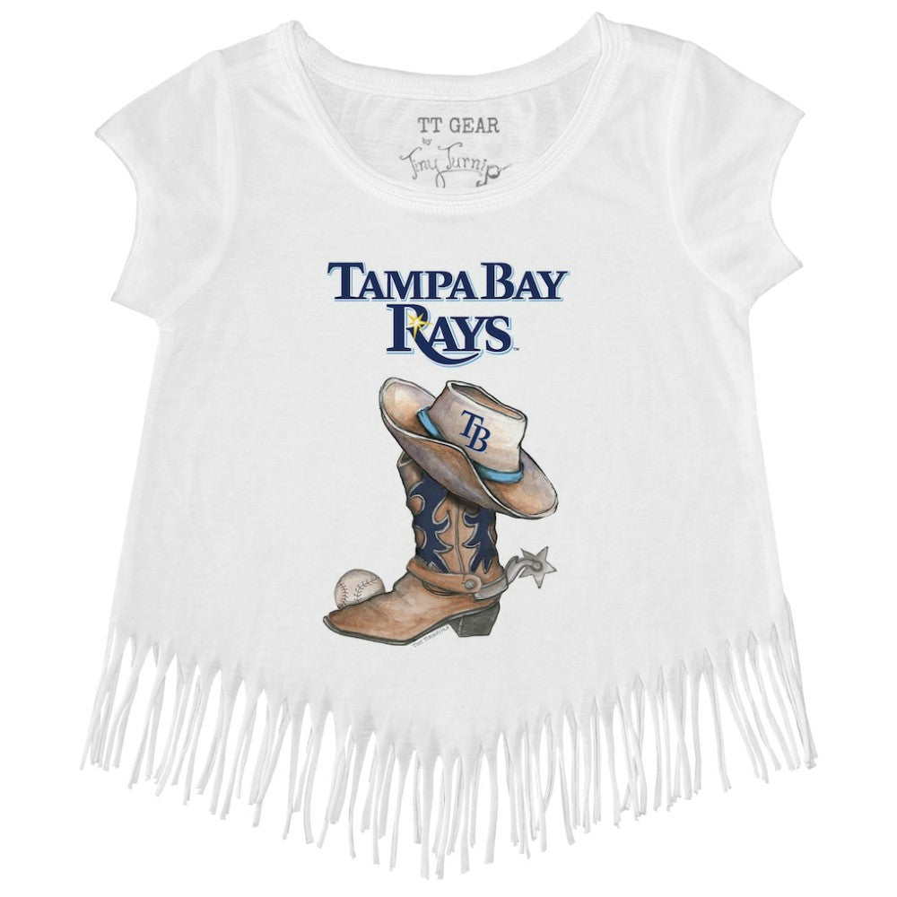 Tampa Bay Rays Tiny Turnip Girls Youth Cowboy Boot Fringe T-Shirt | MLB US