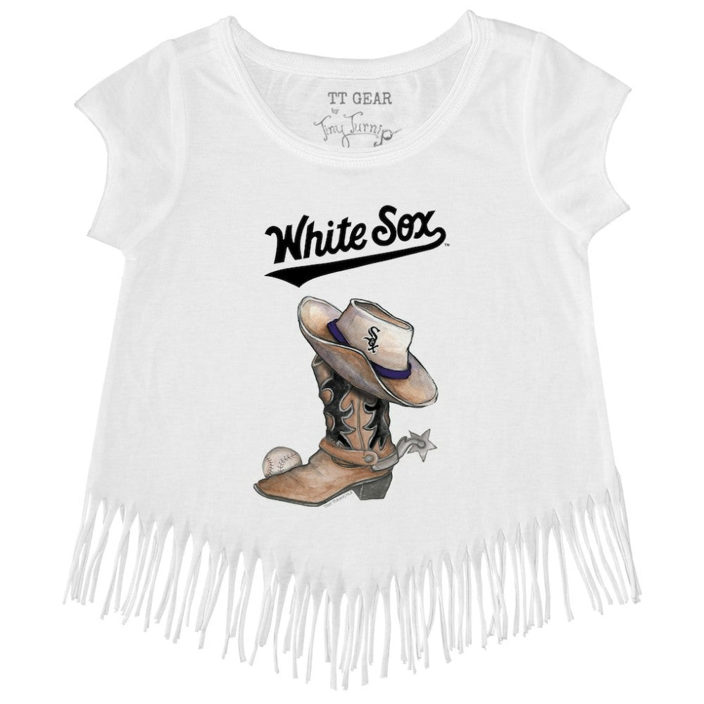 Chicago White Sox Tiny Turnip Girls Youth Cowboy Boot Fringe T-Shirt | MLB On Sale