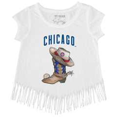 Chicago Cubs Tiny Turnip Girls Youth Cowboy Boot Fringe T-Shirt | MLB For sale