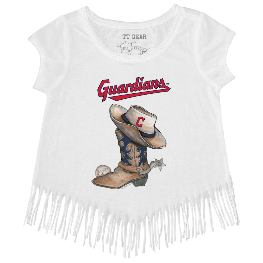 Cleveland Guardians Tiny Turnip Girls Youth Cowboy Boot Fringe T-Shirt | MLB Discount