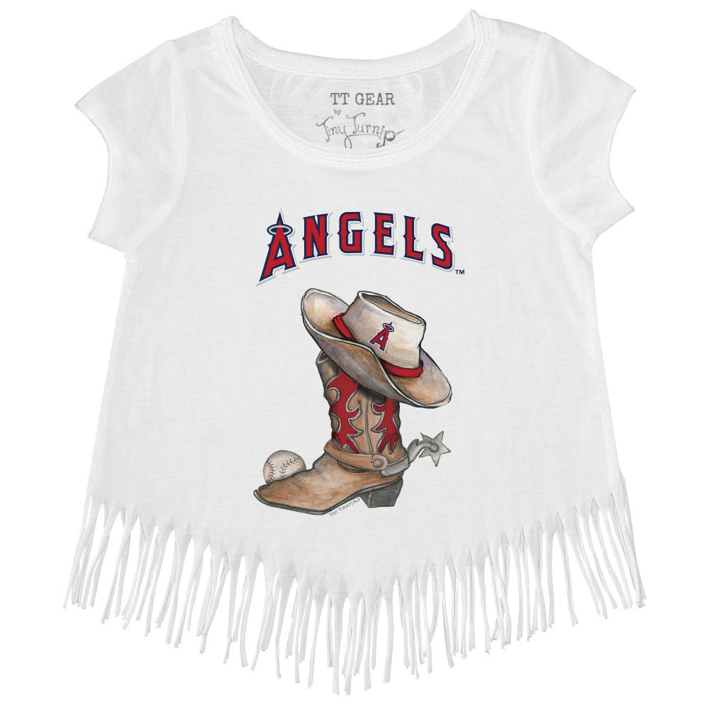 Los Angeles Angels Tiny Turnip Girls Youth Cowboy Boot Fringe T-Shirt | MLB Sale