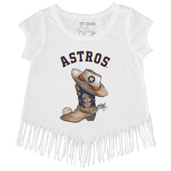 Houston Astros Tiny Turnip Girls Youth Cowboy Boot Fringe T-Shirt | MLB Sale