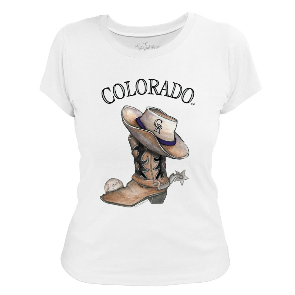 Colorado Rockies Tiny Turnip Women's Cowboy Boot T-Shirt | MLB Sale