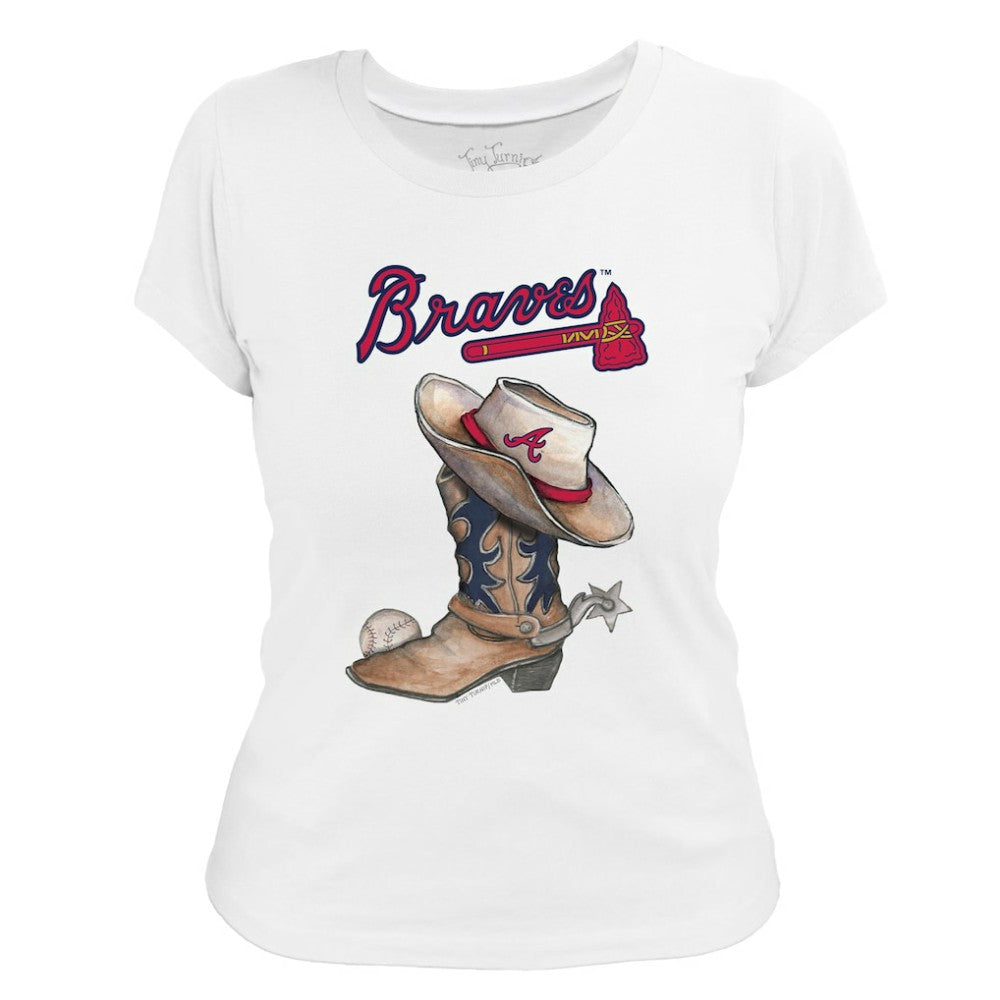 Atlanta Braves Tiny Turnip Women's Cowboy Boot T-Shirt | MLB For sale