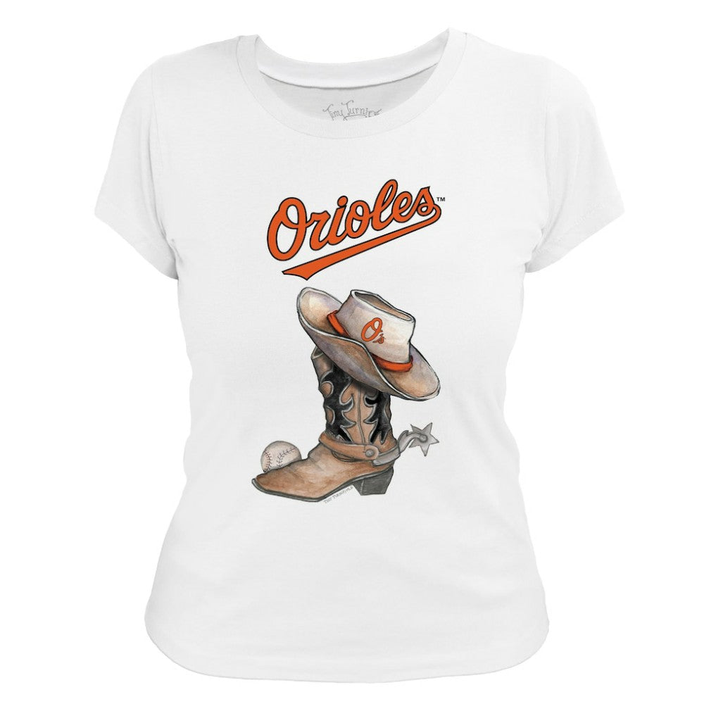 Baltimore Orioles Tiny Turnip Women's Cowboy Boot T-Shirt | MLB New