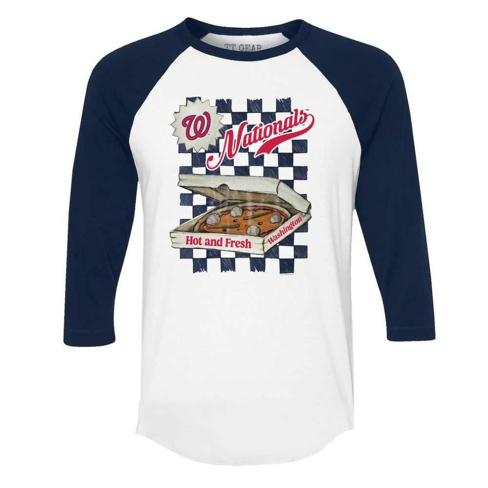 Washington Nationals Tiny Turnip Women's Pizza 3/4-Sleeve Raglan Baseball T-Shirt | MLB Outlet