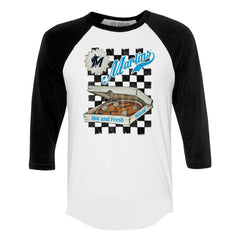 Miami Marlins Tiny Turnip Women's Pizza 3/4-Sleeve Raglan Baseball T-Shirt | MLB Sale