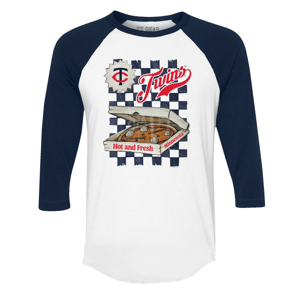 Minnesota Twins Tiny Turnip Women's Pizza 3/4-Sleeve Raglan Baseball T-Shirt | MLB Outlet