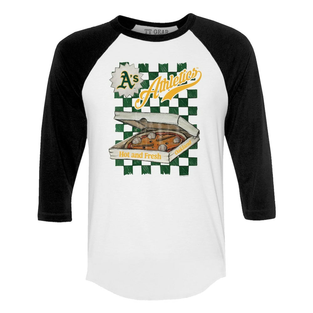 Athletics Tiny Turnip Women's Pizza 3/4-Sleeve Raglan Baseball T-Shirt | MLB Near me
