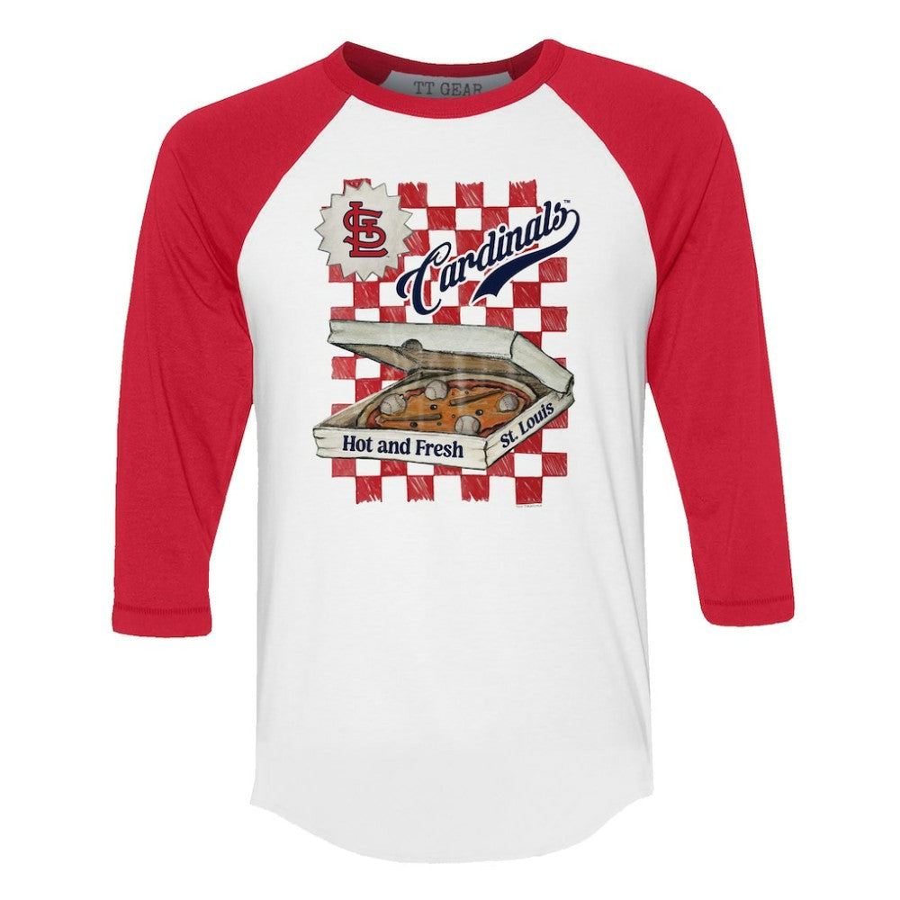 St. Louis Cardinals Tiny Turnip Women's Pizza 3/4-Sleeve Raglan Baseball T-Shirt | MLB Outlet
