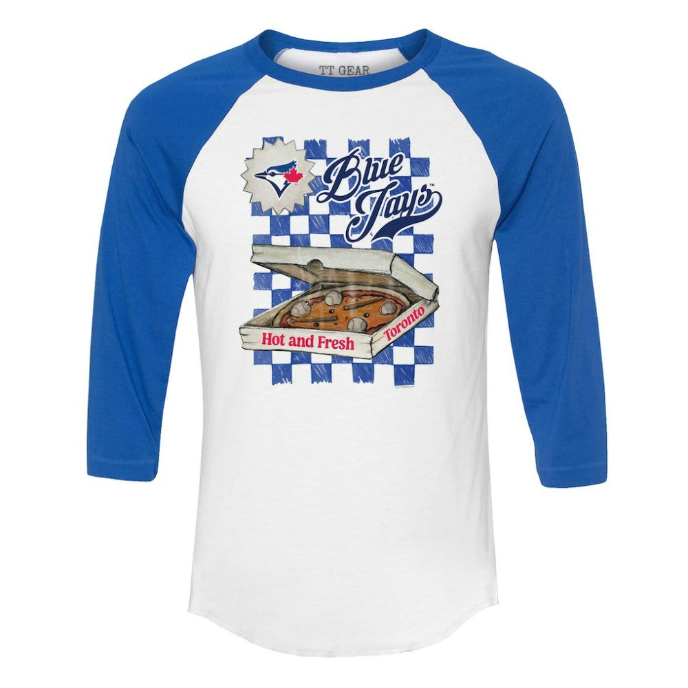 Toronto Blue Jays Tiny Turnip Women's Pizza 3/4-Sleeve Raglan Baseball T-Shirt | MLB On Sale