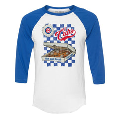 Chicago Cubs Tiny Turnip Women's Pizza 3/4-Sleeve Raglan Baseball T-Shirt | MLB Outlet