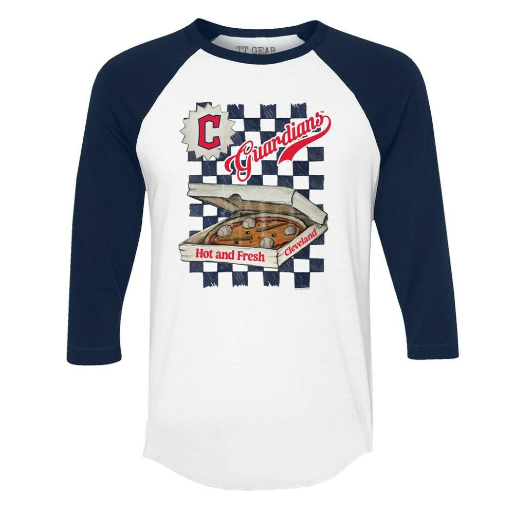 Cleveland Guardians Tiny Turnip Women's Pizza 3/4-Sleeve Raglan Baseball T-Shirt | MLB Outlet