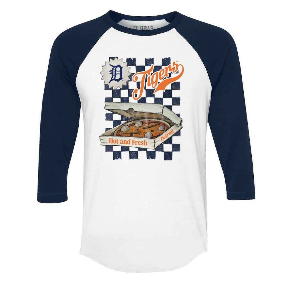 Detroit Tigers Tiny Turnip Women's Pizza 3/4-Sleeve Raglan Baseball T-Shirt | MLB For sale