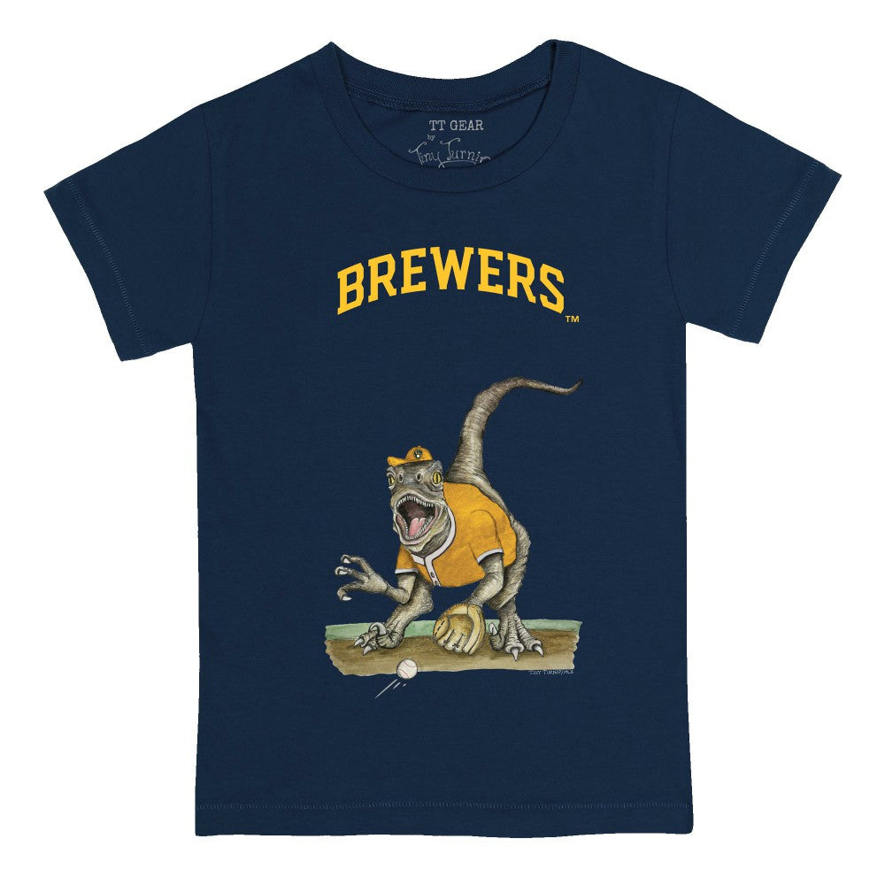 Milwaukee Brewers Tiny Turnip Youth Velociraptor T-Shirt | MLB New