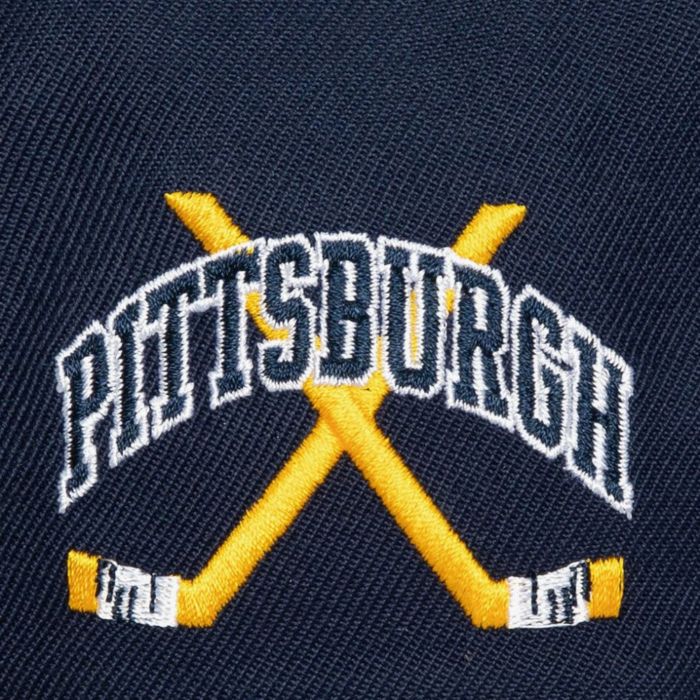 Pittsburgh Penguins Mitchell & Ness x Just Don Wave Script Pro Strapback Hat On Sale