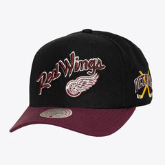 Detroit Red Wings Mitchell & Ness x Just Don Wave Script Pro Strapback Hat Outlet