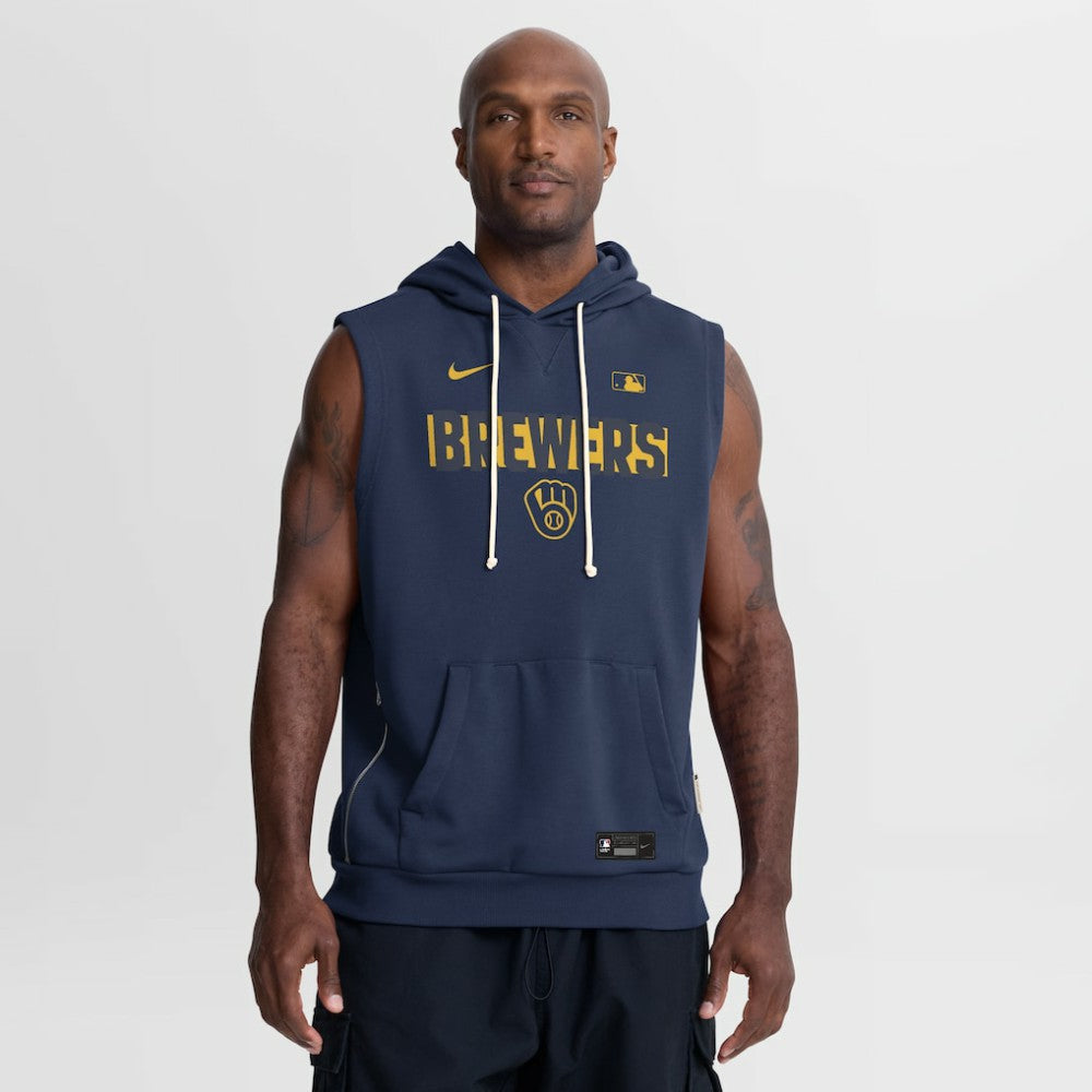 Milwaukee Brewers Nike Authentic Collection Standard Issue Dri-FIT Sleeveless Hoodie | MLB Near me
