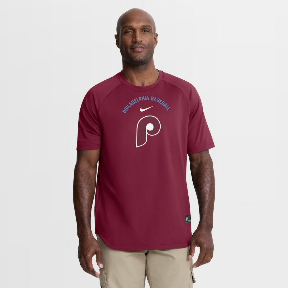 Philadelphia Phillies Nike Authentic Collection Batting Practice Pre-Game Raglan Dri-FIT Top | MLB New
