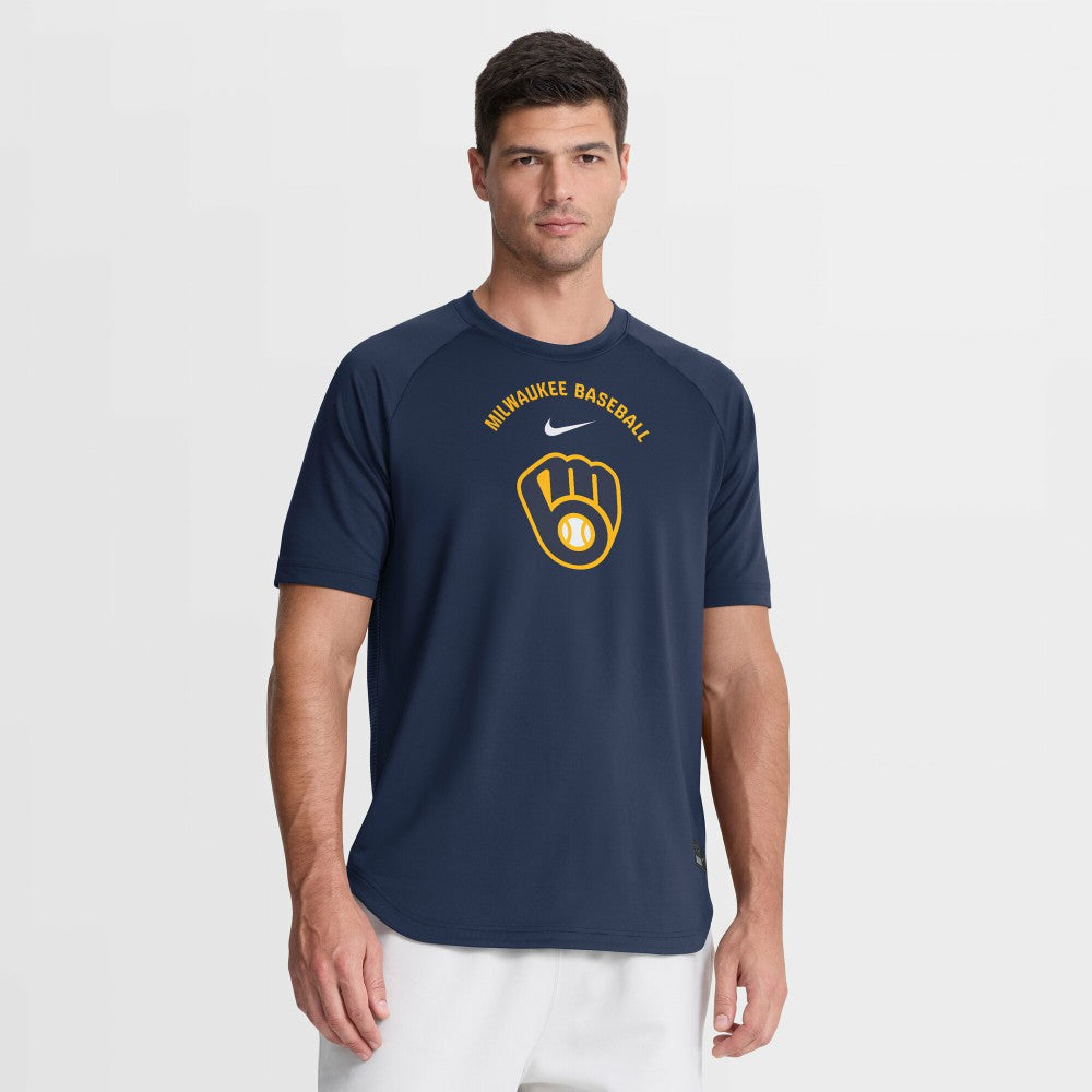 Milwaukee Brewers Nike Authentic Collection Batting Practice Pre-Game Raglan Dri-FIT Top | MLB Sale