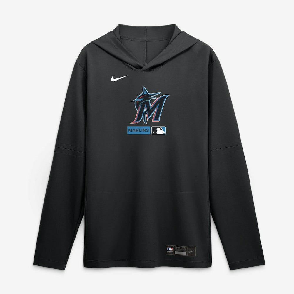 Miami Marlins Nike Authentic Collection Dri-FIT Long Sleeve Hooded T-Shirt | MLB Sale