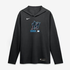 Miami Marlins Nike Authentic Collection Dri-FIT Long Sleeve Hooded T-Shirt | MLB Sale