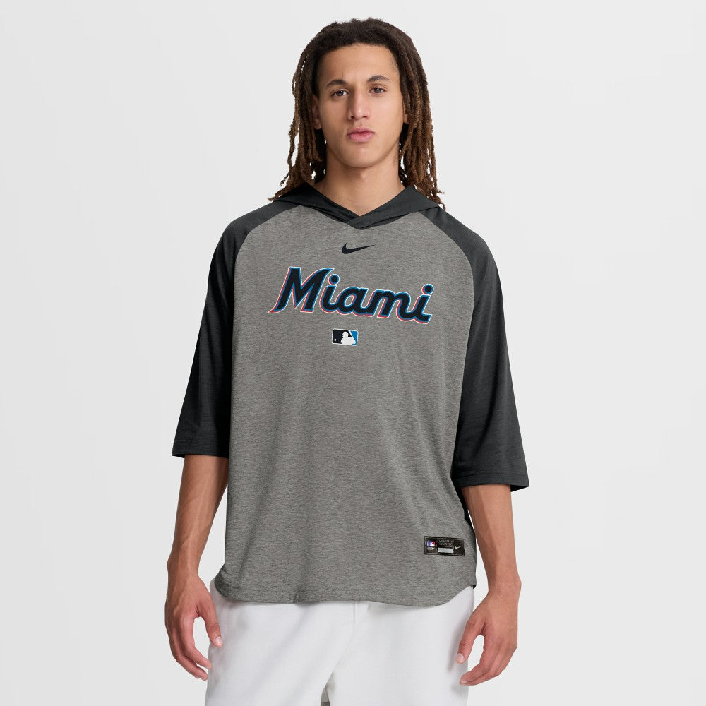 Miami Marlins Nike Authentic Collection Flux Dri-FIT Raglan 3/4-Sleeve Hooded T-Shirt | MLB Outlet