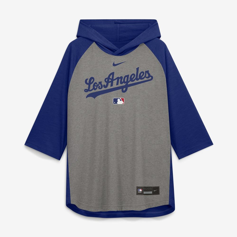 Los Angeles Dodgers Nike Authentic Collection Flux Dri-FIT Raglan 3/4-Sleeve Hooded T-Shirt | MLB Sale