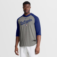 Los Angeles Dodgers Nike Authentic Collection Flux Dri-FIT Raglan 3/4-Sleeve Hooded T-Shirt | MLB Sale