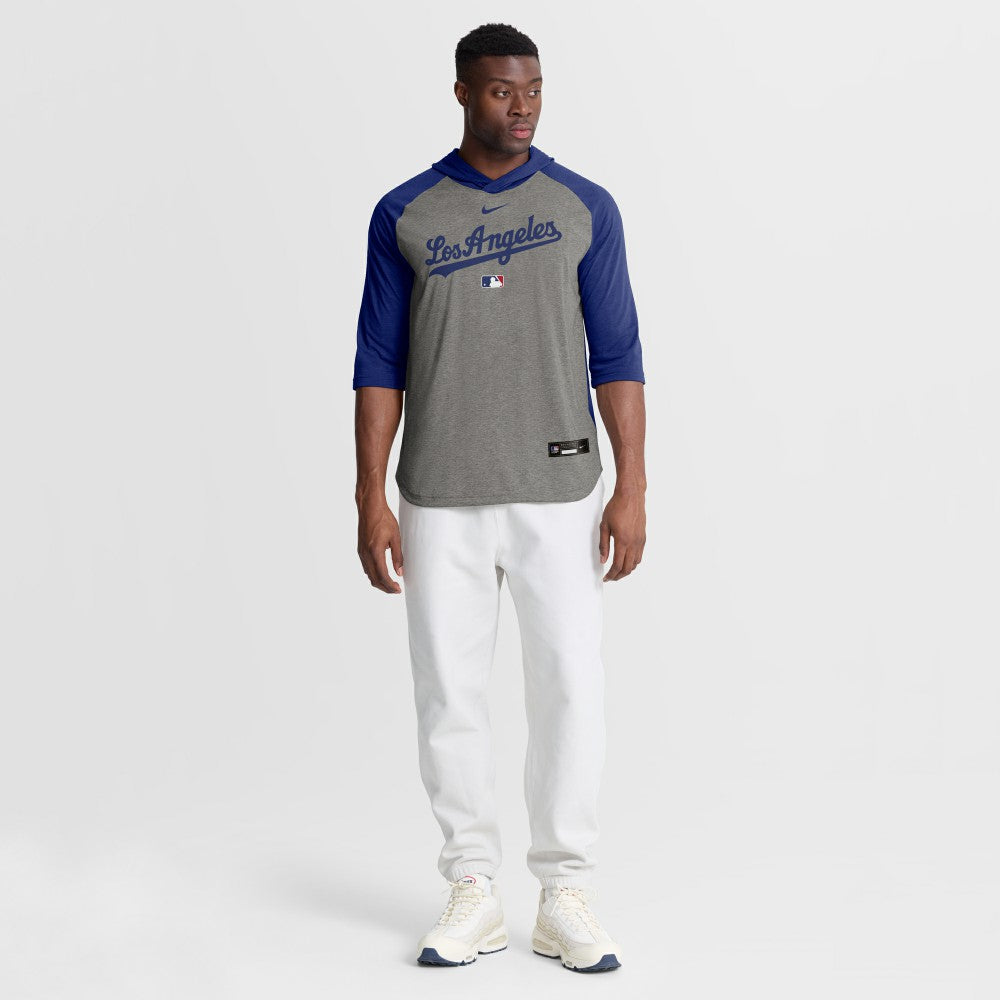 Los Angeles Dodgers Nike Authentic Collection Flux Dri-FIT Raglan 3/4-Sleeve Hooded T-Shirt | MLB Sale