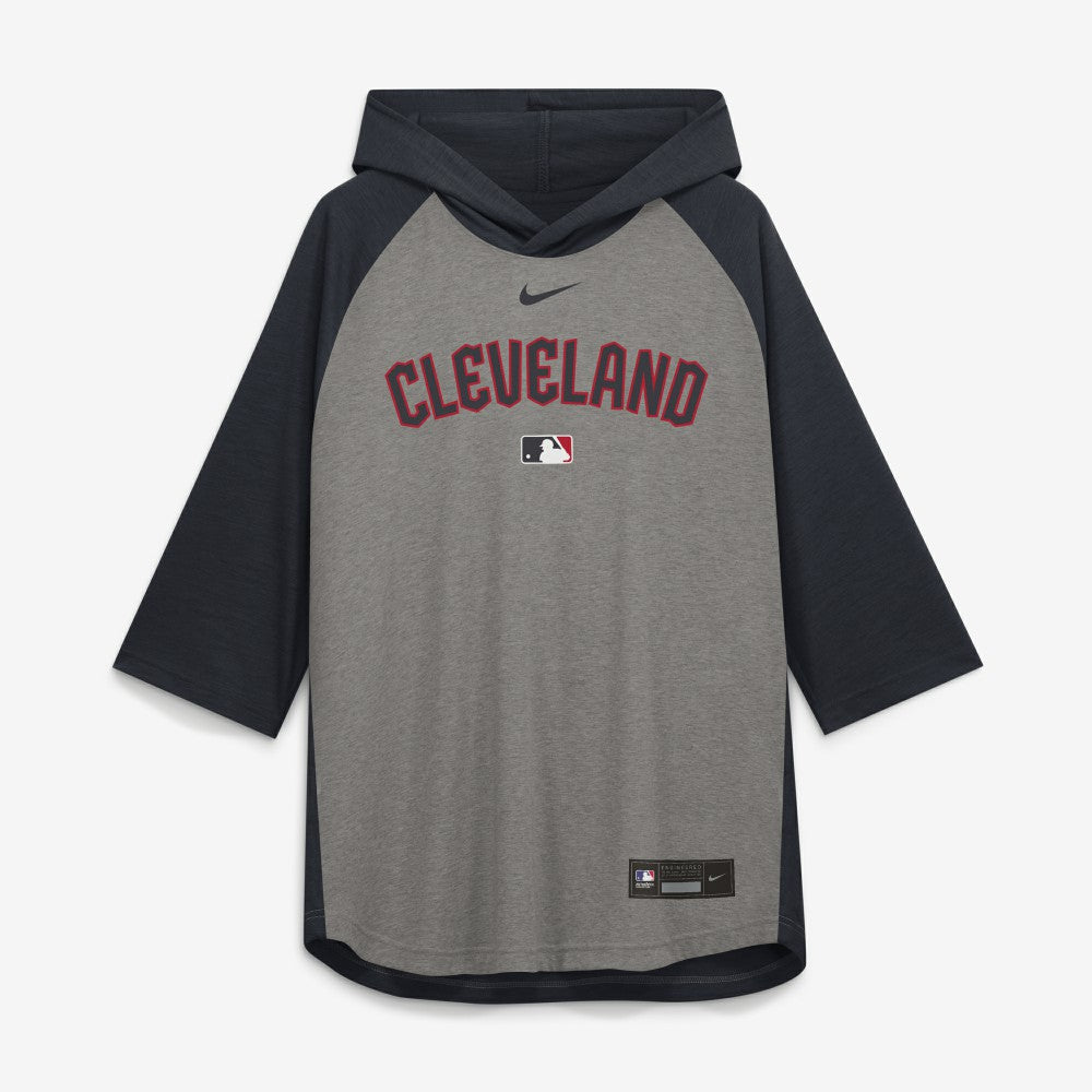 Cleveland Guardians Nike Authentic Collection Flux Dri-FIT Raglan 3/4-Sleeve Hooded T-Shirt | MLB New