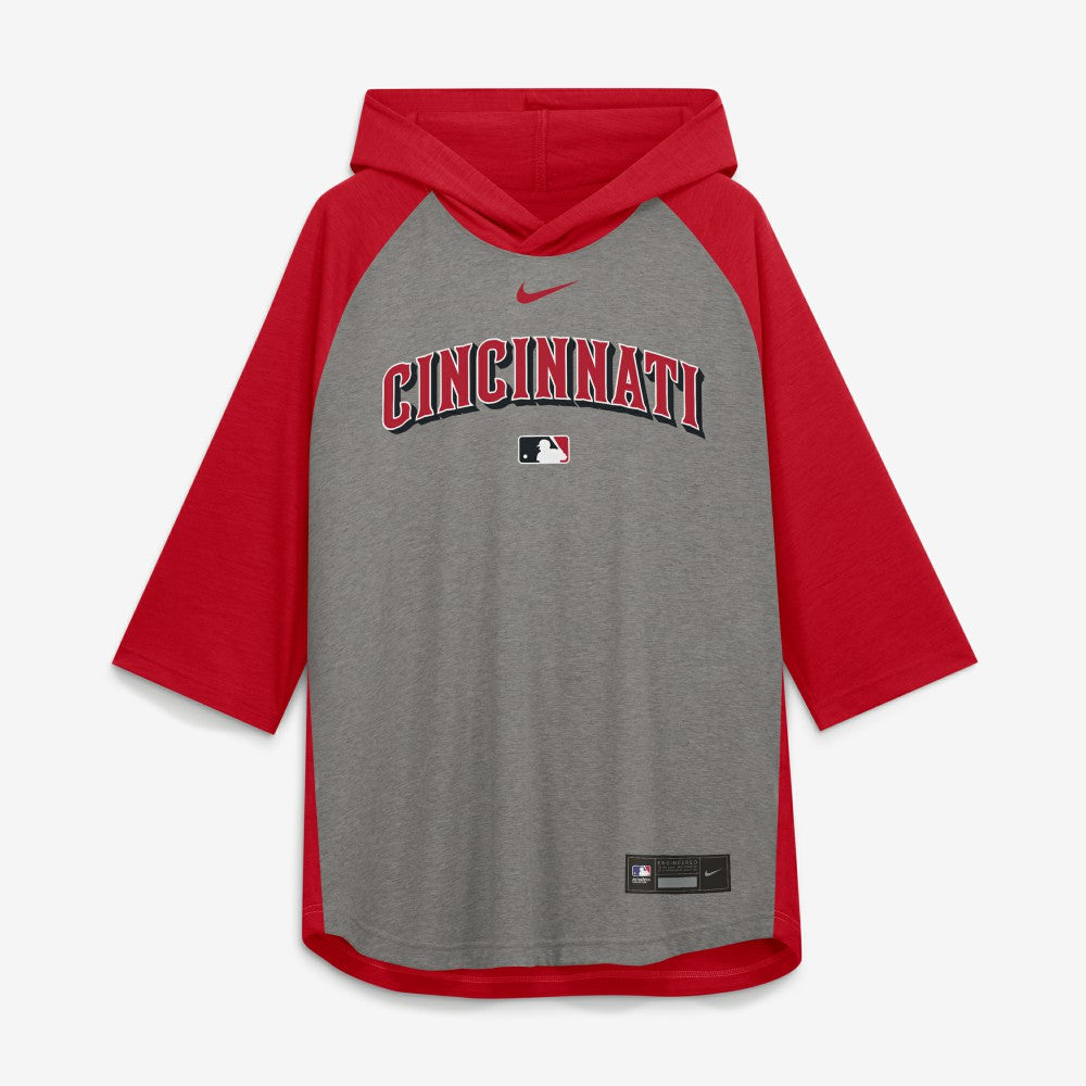 Cincinnati Reds Nike Authentic Collection Flux Dri-FIT Raglan 3/4-Sleeve Hooded T-Shirt | MLB Sale