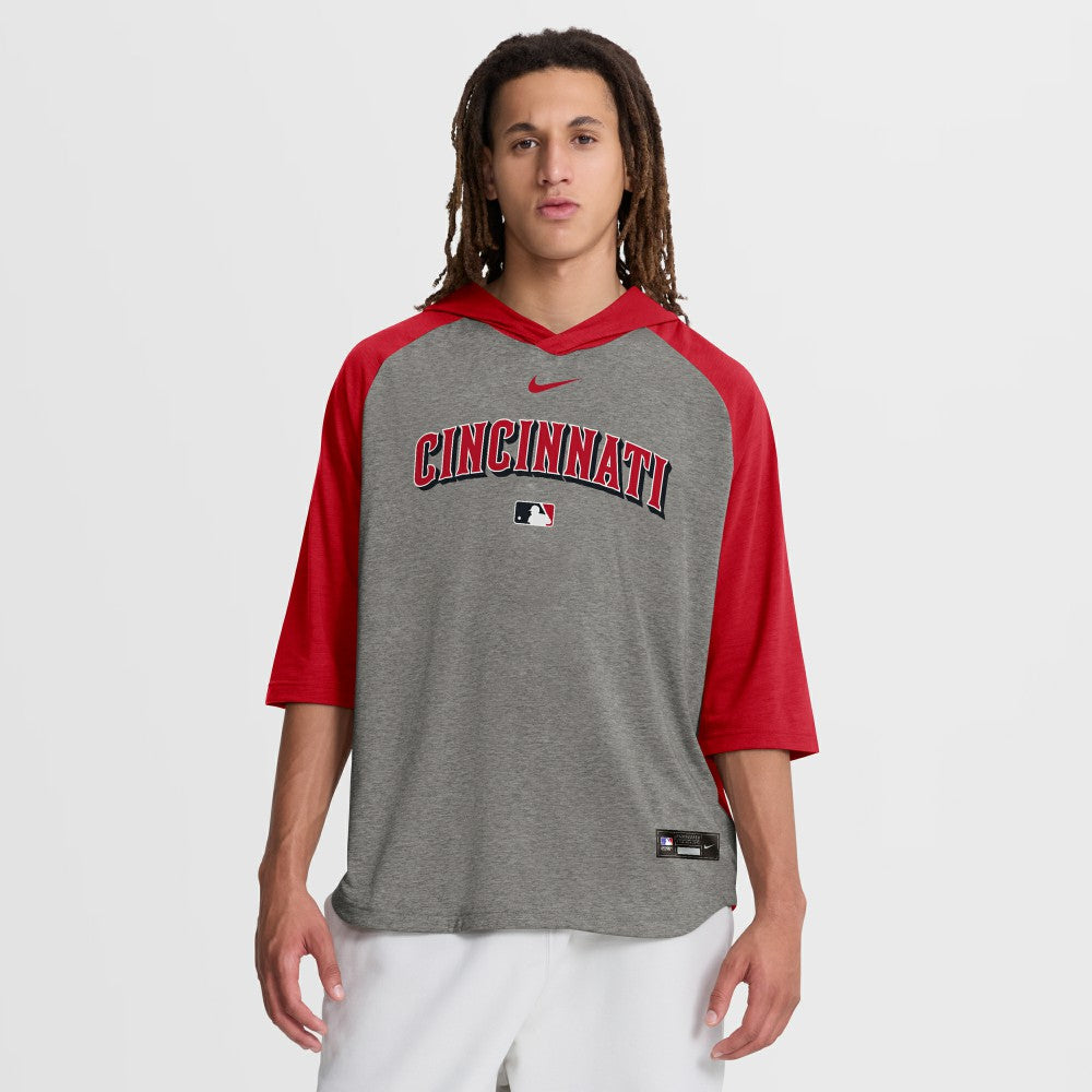 Cincinnati Reds Nike Authentic Collection Flux Dri-FIT Raglan 3/4-Sleeve Hooded T-Shirt | MLB Sale