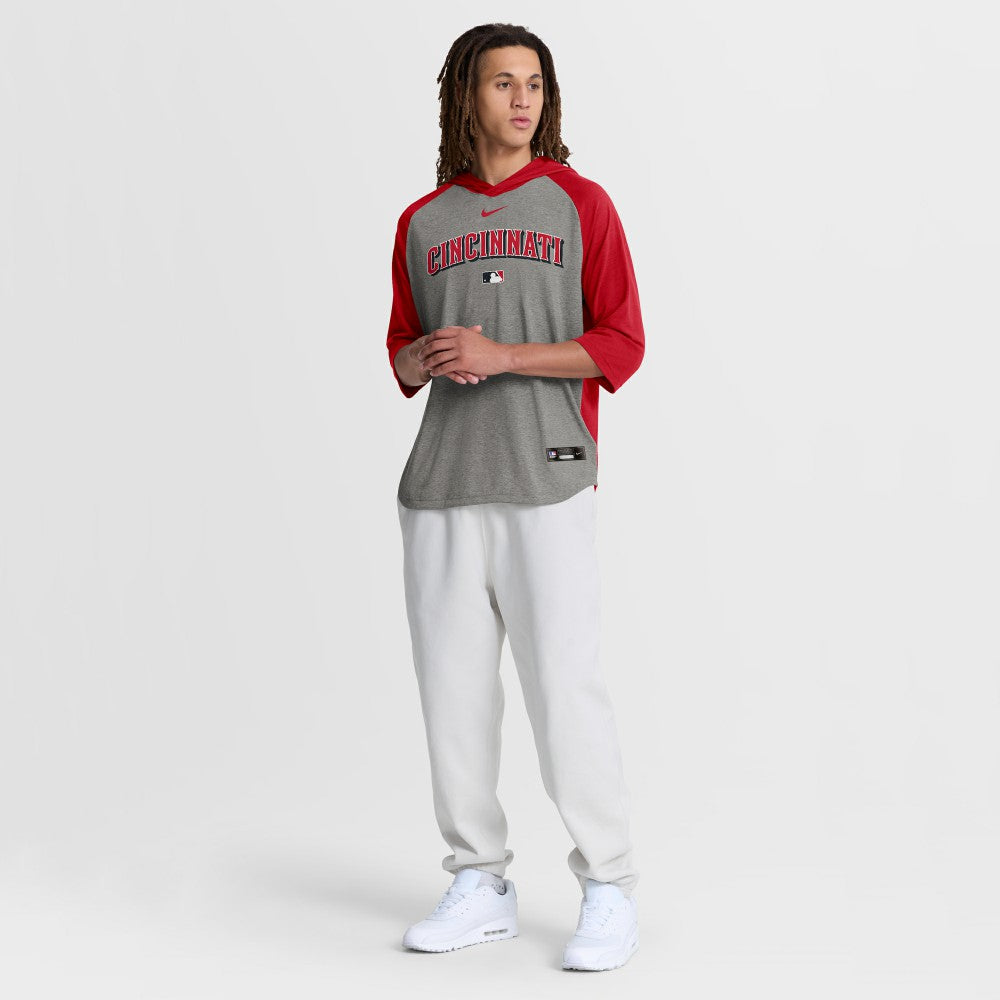 Cincinnati Reds Nike Authentic Collection Flux Dri-FIT Raglan 3/4-Sleeve Hooded T-Shirt | MLB Sale