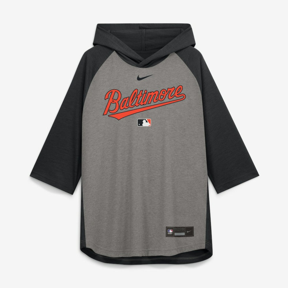 Baltimore Orioles Nike Authentic Collection Flux Dri-FIT Raglan 3/4-Sleeve Hooded T-Shirt | MLB Shop