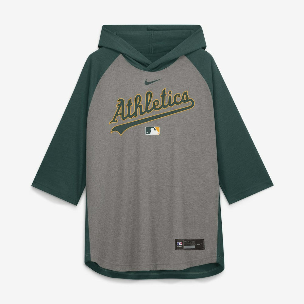 Athletics Nike Authentic Collection Flux Dri-FIT Raglan 3/4-Sleeve Hooded T-Shirt | MLB Discount