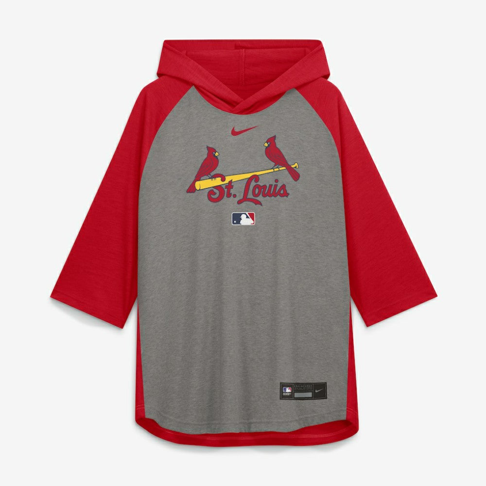 St. Louis Cardinals Nike Authentic Collection Flux Dri-FIT Raglan 3/4-Sleeve Hooded T-Shirt | MLB On Sale